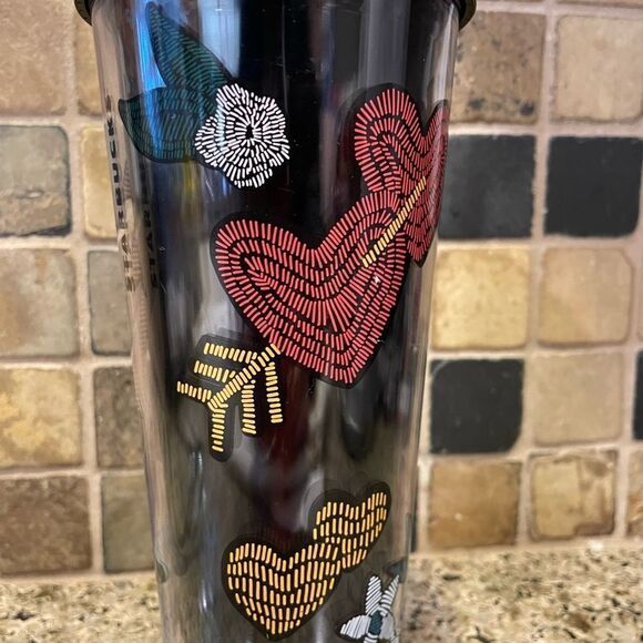 Starbucks LOVE Valentines Rare Tattoo Stitch 24 Ounce Tumbler EUC - Picture 6 of 16